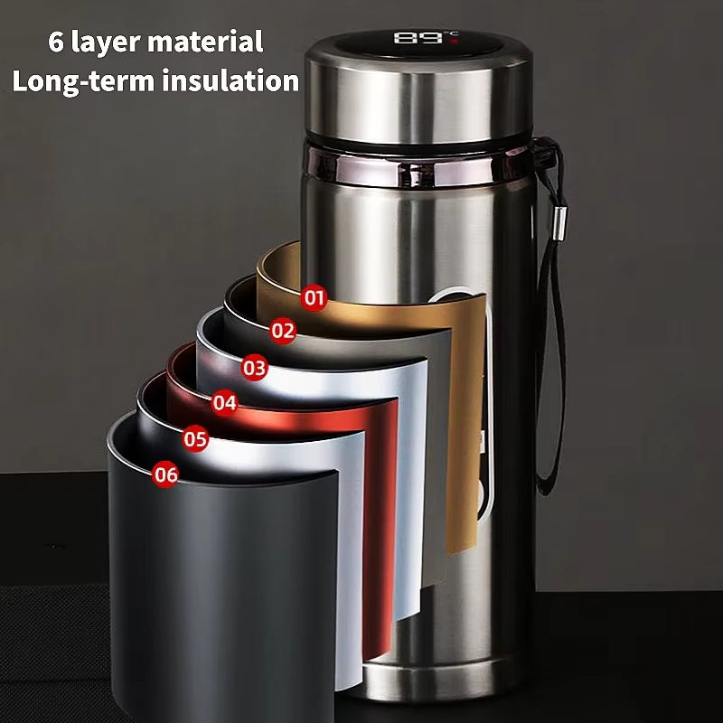 500Ml-1Liter Stainless Steel Thermos Bottle with LED Temperature Display Sus304 Tea Water Bottle Vacuum Flask Portable Cups
